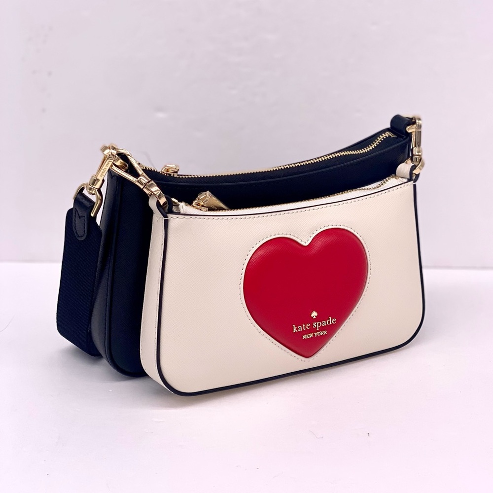 Kate Spade Duet Puffy Heart Crossbody, Meringue Multi NWT - Picture 10 of 16